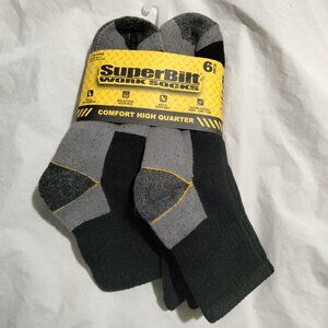 SuperBilt Work Socks 6 Pack Comfort High Quarter Socks Men Shoe Sz 6-11 W 7-10